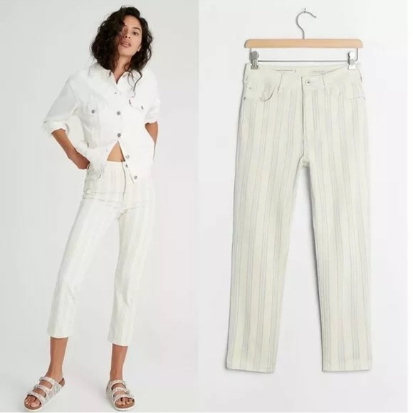 Anthropologie Pilcro High-Rise Striped Slim Boyfriend Jeans 28 - Picture 2 of 10